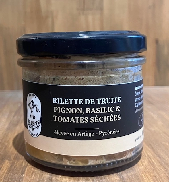 RILLETTE DE TRUITE PIGNONS - BASILIC - TOMATES SECHEES 100GR